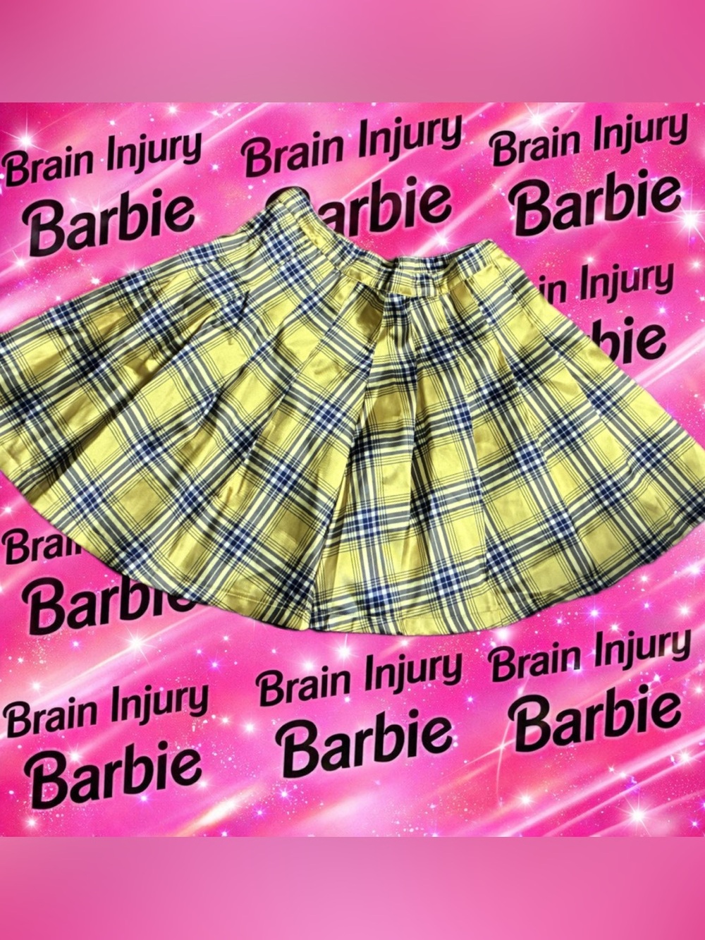 Yellow plaid mini skirt